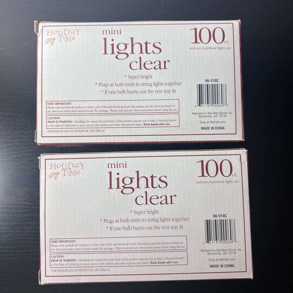 Lot of 2 Holiday Time Mini Lights Clear 100ct‎ 29.5 ft Indoor Outdoor - Picture 4 of 4